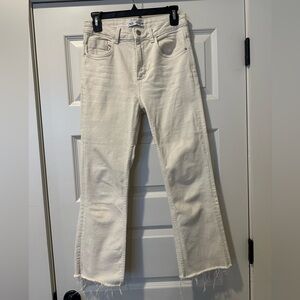 Zara Women's Straight Leg Crop Cream Jeans